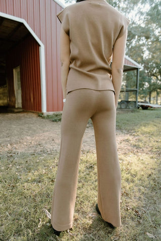 Camel Knit Set Pants | Select Trends Boutique