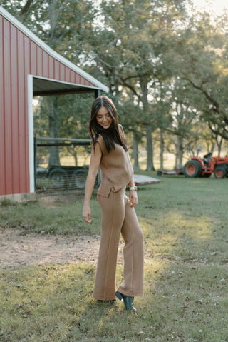 Camel Knit Set Pants | Select Trends Boutique