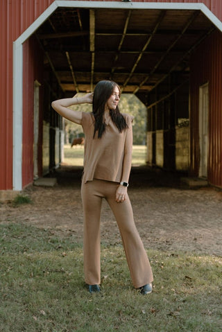 Camel Knit Set Pants | Select Trends Boutique