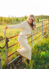 Camel Striped Knit Midi Skirt Set