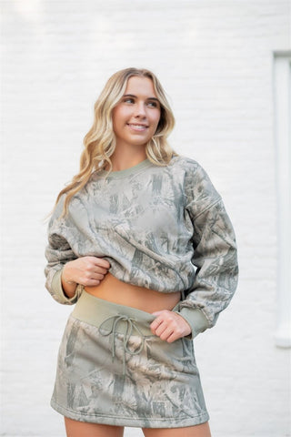Camo Drawstring Mini Skort | Select Trends Boutique