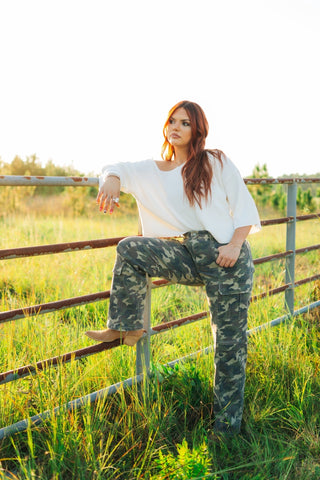 Camo High Waisted Straight Leg Jeans