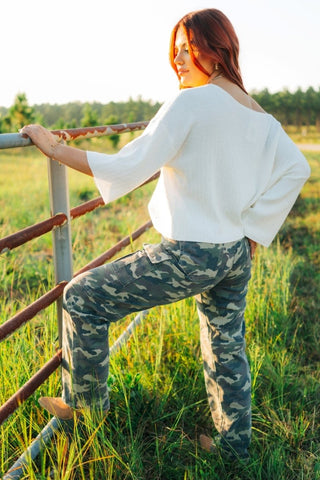 Camo High Waisted Straight Leg Jeans | Select Trends Boutique