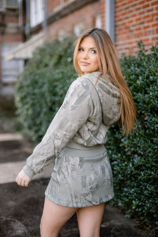 Camo Zip Up Cropped Hoodie | Select Trends Boutique