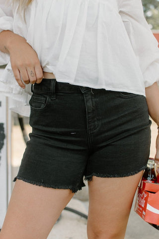 Cello Black Denim Boyfriend Shorts | Select Trends Boutique