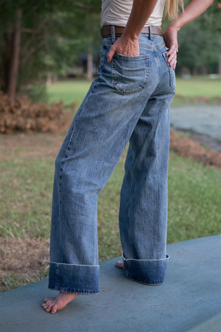 Cello Cuffed Hem Wide Leg Jeans - Select Trends Boutique
