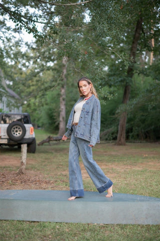 Cello Cuffed Hem Wide Leg Jeans | Select Trends Boutique