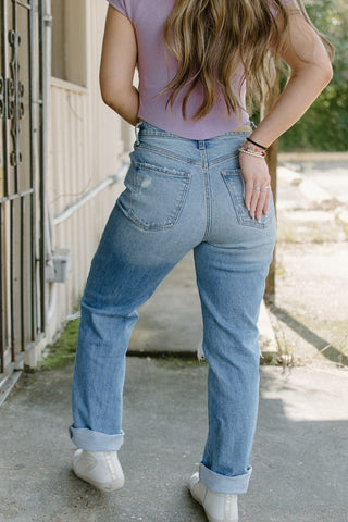 Cello Light Wash Super High Rise Dad Jean - Select Trends Boutique