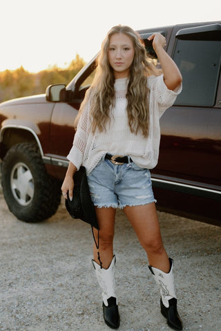 Cello Medium Wash Mom Denim Shorts | Select Trends Boutique