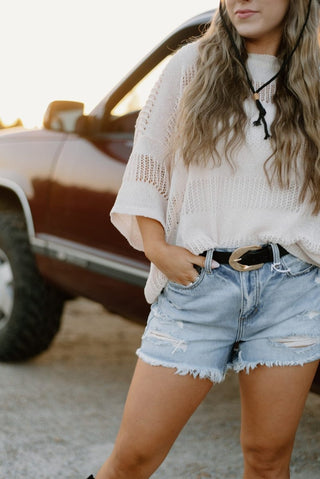 Cello Medium Wash Mom Denim Shorts | Select Trends Boutique