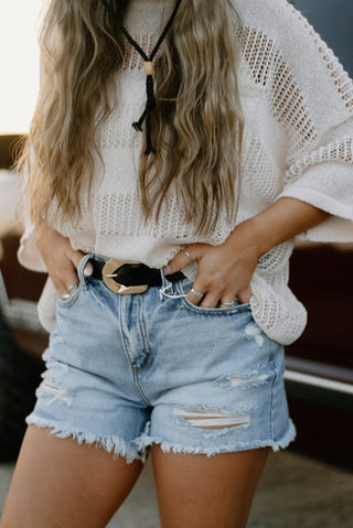 Cello Medium Wash Mom Denim Shorts | Select Trends Boutique