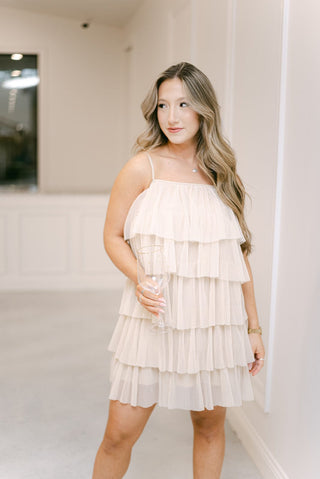 Champagne Tulle Mini Dress