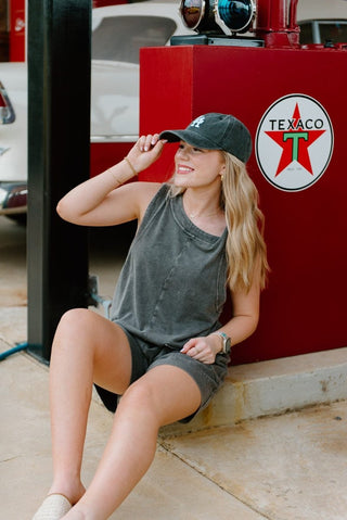 Charcoal Sleeveless T-Shirt Romper | Select Trends Boutique