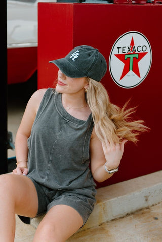 Charcoal Sleeveless T-Shirt Romper | Select Trends Boutique