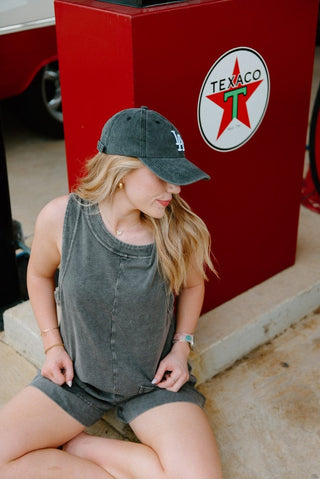 Charcoal Sleeveless T-Shirt Romper | Select Trends Boutique