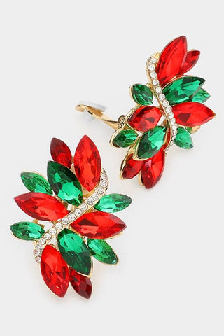 Christmas Crystal Swirl Earrings - Red and Green | Select Trends Boutique