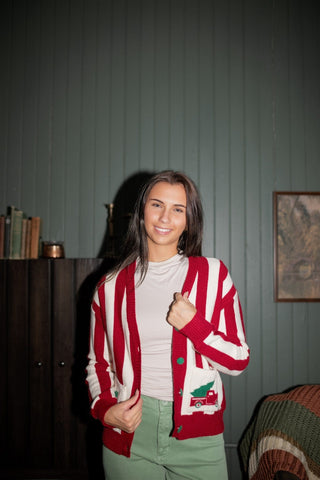 Christmas Striped Cardigan