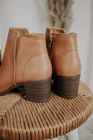 Cognac Fall Vibin' Booties | Select Trends Boutique