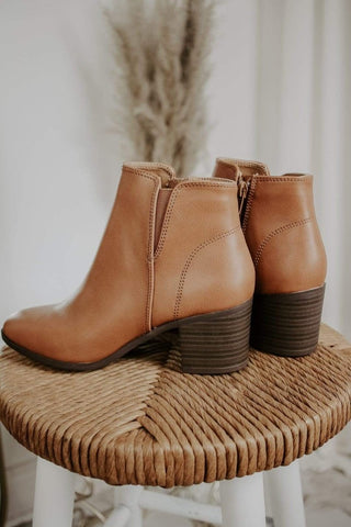 Cognac Fall Vibin' Booties | Select Trends Boutique