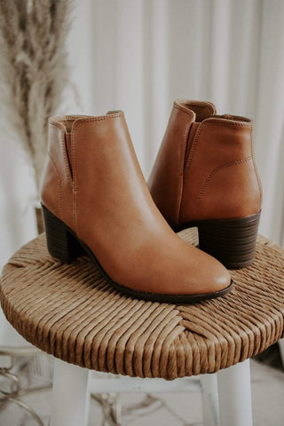 Cognac Fall Vibin' Booties | Select Trends Boutique