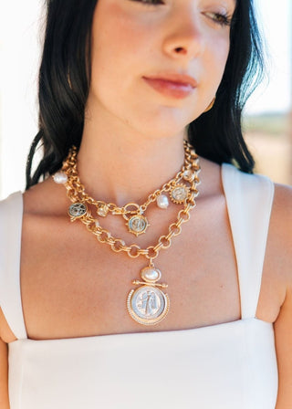 Coin & Pearl Charm Necklace | Select Trends Boutique