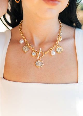 Coin & Pearl Charm Necklace | Select Trends Boutique