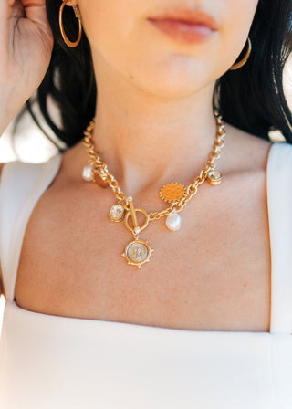 Coin & Pearl Charm Necklace | Select Trends Boutique