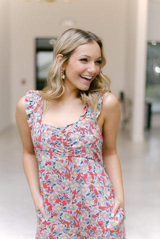 Coral Floral Ruffle Jumpsuit from Select Trends Boutique