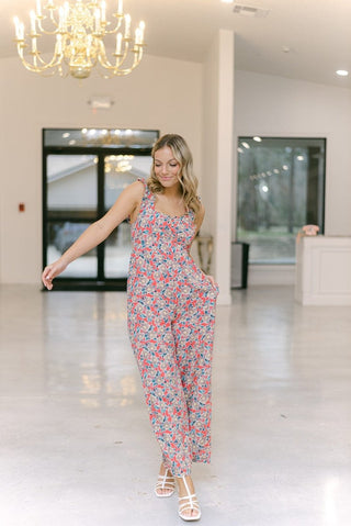 Coral Floral Ruffle Jumpsuit from Select Trends Boutique