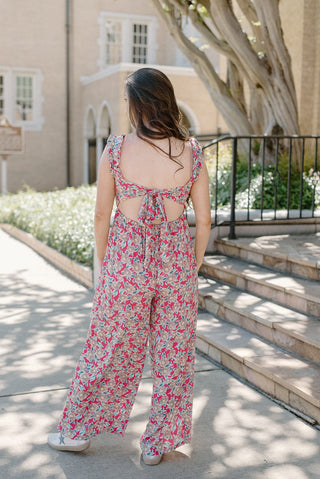 Coral Floral Ruffle Jumpsuit