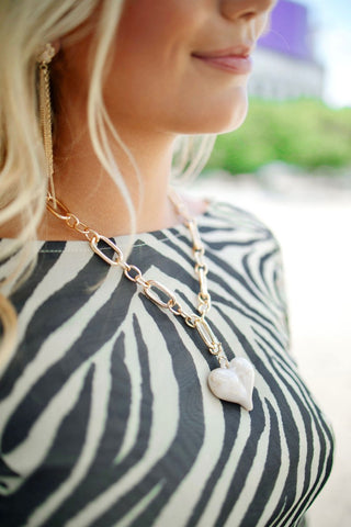 Cream Acrylic Heart Pendant Necklace | Select Trends Boutique