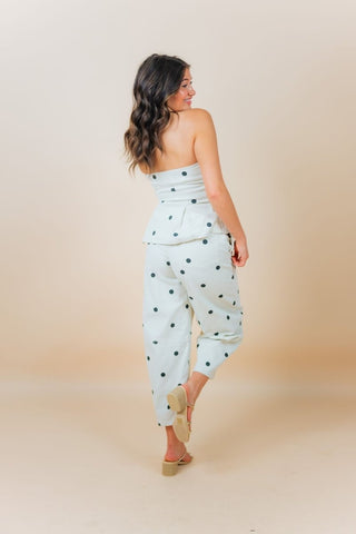 Cream & Black Polka Dot Denim Pant Set | Select Trends Boutique