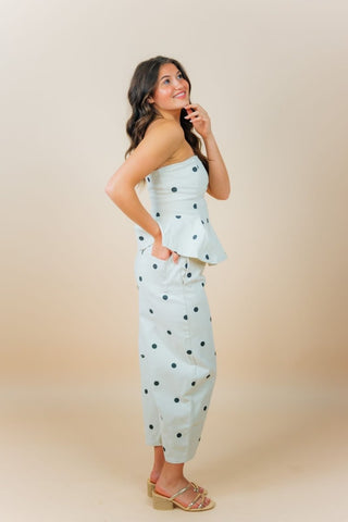 Cream & Black Polka Dot Denim Pant Set | Select Trends Boutique