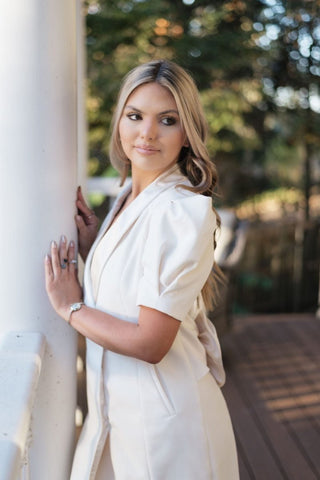 Cream Bow Back Blazer Dress | Select Trends Boutique