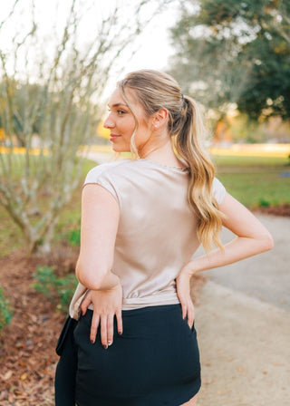 Cream Cowl Neck Satin Top - Select Trends Boutique