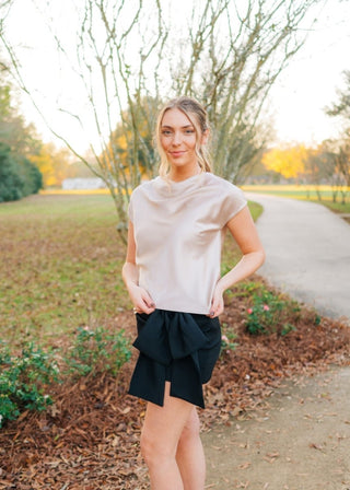 Cream Cowl Neck Satin Top - Select Trends Boutique