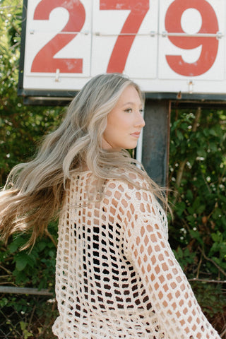 Cream Crochet Tunic Top