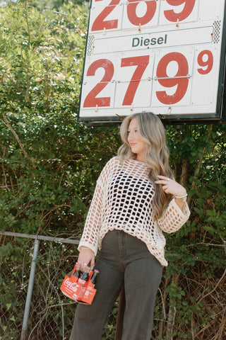 Cream Crochet Tunic Top