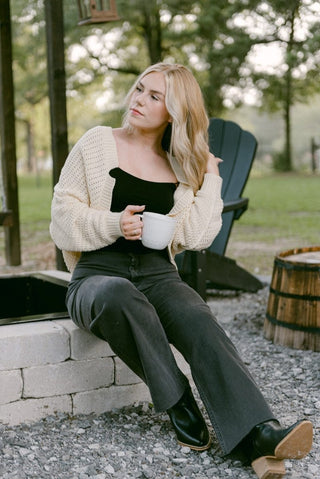 Cream Cropped Crochet Cardigan - Select Trends Boutique