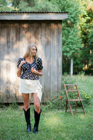 Cream Draped Mini Skort | Select Trends Boutique