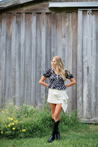 Cream Draped Mini Skort | Select Trends Boutique