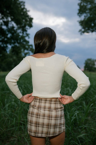 Cream Draped Shoulder Sweater Top | Select Trends Boutique