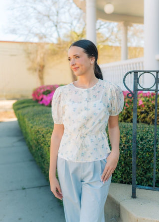 Blush Pink Floral Puff Sleeve Blouse | Select Trends Boutique