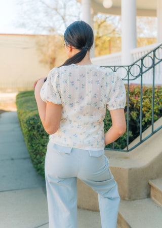 Blush Pink Floral Puff Sleeve Blouse | Select Trends Boutique