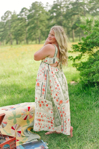 Cream Floral Tie Back Maxi Dress | Select Trends Boutique
