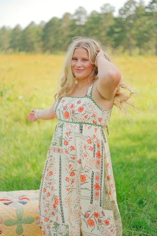 Cream Floral Tie Back Maxi Dress | Select Trends Boutique
