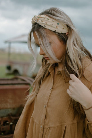 Cream Gem Headband | Select Trends Boutique