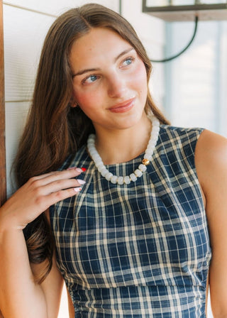 Cream & Gold Chunky Beaded Necklace | Select Trends Boutique