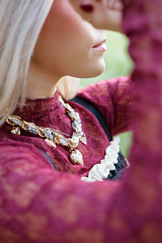 Cream Heart Charm Scarf Necklace | Select Trends Boutique