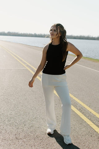 Cream High Waist Sweatpants | Select Trends Boutique